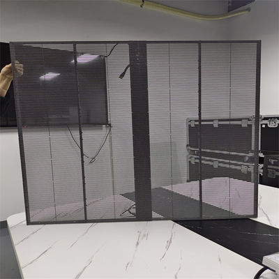 Outdoor Grille Transparent Led Screen P3.91Mesh Large Indoor Advertising Glass Window Easy Installation Led Grille Screen