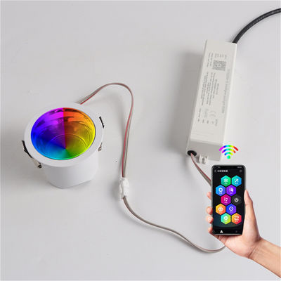 Contrôle intelligent par application mobile, 12 W RGBW LED en retrait Downlight Trimless 400LM Anti-éblouissement pour le commerce et la maison