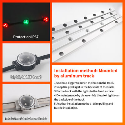 24V IP67 Waterproof 50mm LED Point Light with DMX512 Control for Outdoor Facade Lighting
